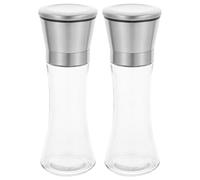 MAJORMENCH Set de Moulins à Poivre et Sel en Verre Blanc, Manuel, 2 Pièces, Broyage Réglable pour Poivre et Sel, Usage Domestique Solide en Cuisine