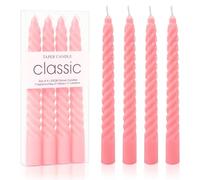 MAJOYLIFE Lot de 4 bougies de chandelier torsadées - Longue durée de combustion - Décoration - Rose