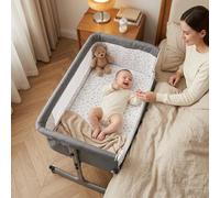 Makamsui 4 en 1 Lit bébé jusqu'à 10 kg Cododo, lit cododo reglable Hauteur, Berceau a Bascule avec Table a Langer moustiquaire Rangement Bebe, lit Nouveau ne Roulant securise (Gris)