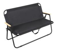 Makamsui Banc Pliable Extérieur 2 Places avec Accoudoirs Bois | Cadre en acier pour deux adultes, tissu 600D résistant, design pliable compact pour le coffre de voiture Noir