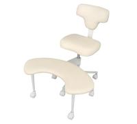 Makamsui Chaise de Bureau Jambes croisées, Chaise de Bureau pour Adultes | Base en acier pour une assise active, cuir synthétique facile à nettoyer, siège large adapté aux jambes Beige