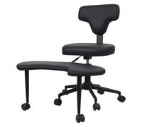 Makamsui Chaise de Bureau Jambes croisées, Chaise de Bureau pour Adultes | Base en acier pour une assise active, cuir synthétique facile à nettoyer, siège large adapté aux jambes Noir