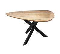 Makana - table à manger - bois massif d'acacia et métal - 6 personnes - Bois / Noir