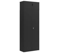 Makastle Armoire de Bureau Moderne avec 4 Portes Verrouillables, Noir, 90x40x240 cm, Métal, 6 Étagères Réglables