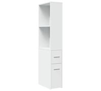 Makastle Armoire de Salle de Bain Étroite avec roulettes, Organisatrice avec 3 Tiroirs et 2 Compartiments pour Bureau, Cuisine, 22x41x135 cm Blanc Bois D'ingénierie