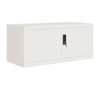 Makastle Armoire Latérale de Bureau Moderne, Blanc, 90x40x40 cm, Métal avec Revêtement en Poudre, Portes Verrouillables, Montage au Sol