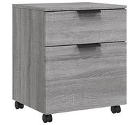 Makastle Caisson Tiroir sur roulettes, Rangement Bureau Mobile, Classeur Mobile à 1 tiroir et 1 Porte, pour Documents, Sonoma Gris 45x38x54 cm Bois