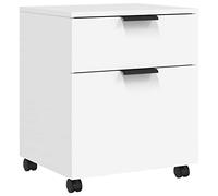 Makastle Caisson Tiroir sur roulettes, Rangement Bureau Mobile, Classeur Mobile à 1 tiroir et 1 Porte, pour Documents, Blanc 45x38x54 cm Bois d'ingénierie