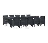Makastle Ensemble de Jardin 11 pc Poly Rattan Anthracite 300x100x73cm | 1 Table + 10 Chaises