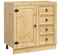 Makastle Meuble de Cuisine Bas 80 x 46 x 81 cm Brun Miel en Pin Massif avec 4 Tiroirs et 1 Porte à Charnières