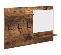 Makastle Porte-Manteau Mural avec Étagères, Chêne Fumé, Bois d'Ingénierie, 90 x 10 x 50 cm, avec Miroir et 2 Étagères, Style Moderne