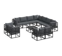 Makastle Salon de Jardin 12 pcs Aluminium Noir 283x283x71 cm