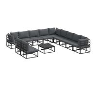 Makastle Salon de Jardin 12 pcs Aluminium Noir 353x353x71 cm
