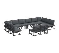 Makastle Salon de Jardin 12 pcs Aluminium Noir 423x211,5x71 cm