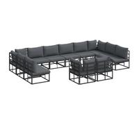 Makastle Salon de Jardin 12 pcs Aluminium Noir 423x211 cm