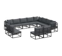 Makastle Salon de Jardin 12 pcs Aluminium Noir 71,5x71,5x71 cm