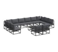 Makastle Salon de Jardin 13 pcs Aluminium Noir 423x211,5x71 cm