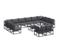 Makastle Salon de Jardin 13 pcs Aluminium Noir 423x211,5x71 cm