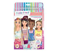Make It Real Carnet de Croquis avec pochoirs et Autocollants inspirés de l'amour et de la Marguerite - Livre de coloriage pour Enfants - Cadeaux pour Filles