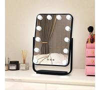 Make-Up Mirror LED, Desktop Make-Up Mirror with Lighting, Portable Light-Filling Make-Up Mirror, for Home and Travel with Lighting,Black (Black)