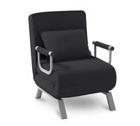 Makika Fauteuil Lit Chauffeuse Chaise Longue Accoudoirs Pliable Canapé Noir