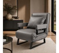 Makika Fauteuil Lit Chauffeuse Chaise Longue Accoudoirs PU Pliable Canapé