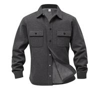 MakingDa Veste en polaire pour homme avec col à revers chaude doublée en fourrure pour l'hiver avec poches, gris foncé, M