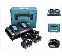 Makita 18 V Power Source Pack Énergie avec 4x Batteries 3 Ah + Chargeur DC 18 RD + Boîtier de transport Makpac ( 197720-6 )