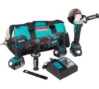 MAKITA Li-ion LXT 18V ensemble batterie machine/meuleuse DGA504 + marteau DHR241 + tournevis DDF482/DLX3078TX1