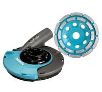 Makita 191W06-8 Kit d'extracteur de poussière avec disque de ponçage diamant de qualité supérieure 125 mm | Capot d'aspiration pour meuleuse d'angle | Béton, chape, résidus de colle | Convient pour
