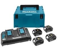Makita 1972156-9 Kit Démarrage Sans-fil 18V Li-ion (4x Batterie 4,0 Ah) + Chargeur Double - MAKPAC