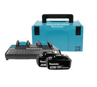 Pack 2 batteries + 1 chargeur double MAKITA 18V Li-Ion 5Ah + coffret MAKPAC 197629-2