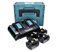 Makita 197720-6 Power Source Kit 4 Batteries 18V 3 Ah Li-ION + Chargeur Double, 4x 3Ah Akkus 1x Doppelladegerät
