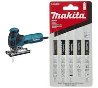 Makita 4351FCTJ Scie Sauteuse à Pendule 135 mm, avec LED, 720W & A-86898 Lot de 5 lames pour scie sauteuse