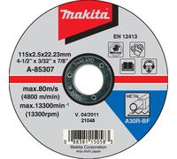Makita A-85307 Disques a tronçonner métal 115x2,5x22mm