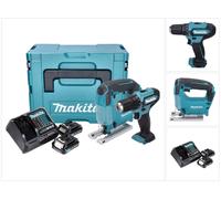 Makita CLX 237 SAJ Kit spécial batterie DF 333 D Perceuse-visseuse à percussion sans fil + JV 101 D Scie sauteuse sans fil + 2x batterie 2,0 Ah + chargeur + Makpac