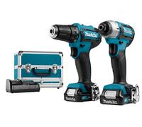 Makita CLX224SAX1 - Kit Perceuse Visseuse 12V Li-ion (DF333D) & Visseuse À Choc (TD110D) - Coffret - Batteries (2x 2,0 Ah)