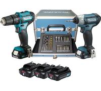 Makita CLX228SAX2 Kit perceuse-visseuse à impulsions 12 V 3 x 2,0 Ah, coffret d'accessoires