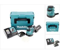 Makita DBO 180 RYJ Ponceuse excentrique sans fil, 18V + 2x Batteries 1,5Ah + Chargeur + Makpac