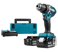 Perceuse visseuse 18V Ø 13 mm - MAKITA - Avec 2 batteries 18V Li-Ion 5.0 Ah, chargeur, MakPak- DDF484RTJ
