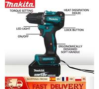 Makita DDF487 Perceuse-visseuse sans fil 18V, perceuse à percussion, outils électriques pour équipe de décoration, compatible avec batterie Makita 18V Vert/noir