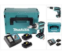 Makita DFS 250 RYJ Visseuse plaque de plâtre sans fil Brushless 18V + 2x Batteries 1,5 Ah + Chargeur + Coffret Makpac