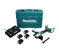 Makita DGA 900 PT4KX2 Meuleuse d'angle sans fil 36V ( 2x18V ) 230mm Brushless + 4x Batteries 5,0Ah + Chargeur double + Écrou de serrage rapide ''Ezynut'' + Coffret