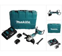 Makita DGA 900 PTKX2 Meuleuse d'angle sans fil 36V ( 2x18V ) 230mm Brushless + 2x Batteries 5,0Ah + Chargeur double + Écrou de serrage rapide ''Ezynut'' + Coffret de transport
