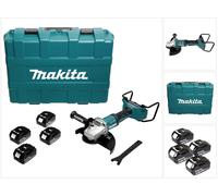 Makita DGA 900 T4KX2 Meuleuse d'angle 36V ( 2x18V ) 230mm Brushless + 4x Batteries 5,0Ah + Écrou de serrage rapide ''Ezynut'' + Coffret de transport - sans chargeur