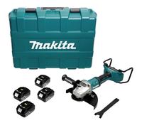 Makita DGA 900 T4KX2 Meuleuse d'angle 36V ( 2x18V ) 230mm Brushless + 4x Batteries 5,0Ah + Écrou de serrage rapide ''Ezynut'' + Coffret de transport - sans chargeur