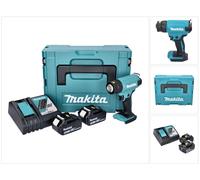Makita DHG 180 RTJ Pistolet à air chaud sans fil 550 °C 18V + 2x Batteries 5,0Ah + Chargeur + Coffret Makpac 32824