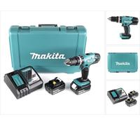 Makita DHP 453 RFE Perceuse-visseuse à percussion sans fil 18 V Li-Ion en coffret de transport + 2 x BL 1830 3,0 Ah batterie + chargeur DC18RC