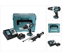 Makita DHP 458 RM1J 18V Li-Ion Perceuse visseuse à percussion sans fil avec boîtier Makpac + 1x Batterie BL 1840 4,0 Ah + Chargeur rapide DC 18 RC