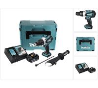 Makita DHP 458 RT1J Perceuse visseuse percussion sans fil 18V 91Nm + 1x Batterie 5.0Ah + Chargeur + Makpac 2